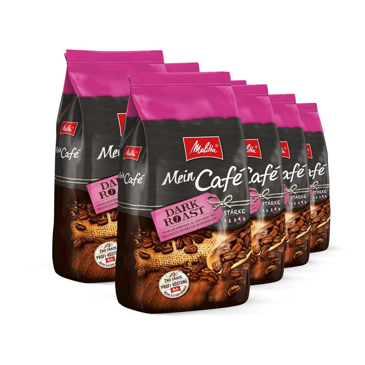 Melitta Mein Café Medium Roast, Ganze Kaffee-Bohnen, Ungemahlen, Kaffeebohnen Für Kaffee-Vollautomat, Mittlere Röstung, Stärke 3