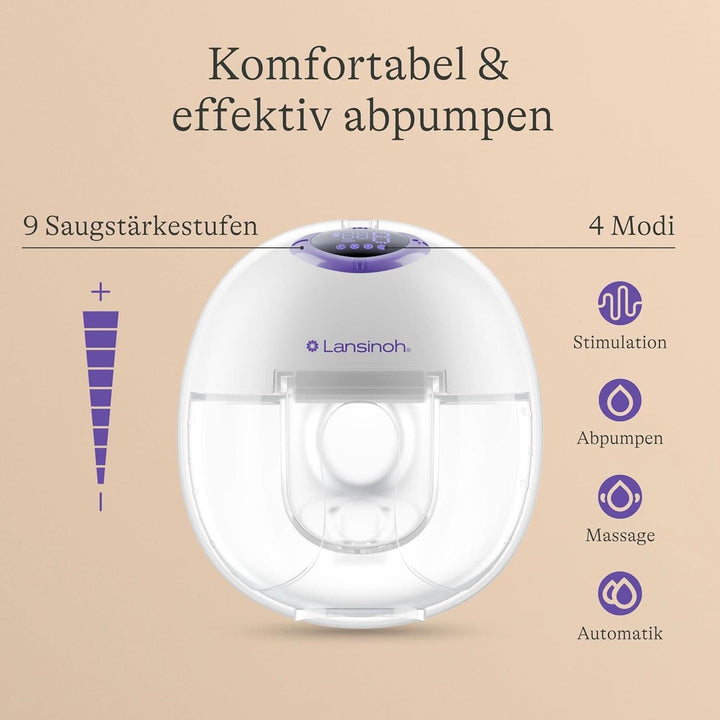 Lansinoh Tragbare Elektrische Doppelmilchpumpe – Freihändig Und Leise Abpumpen Ohne Kabel & Schläuche – Wiederaufladbarer Akku – Einfache Bedienung & Reinigung - Handsfree