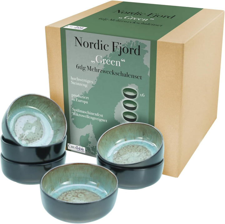 Creatable, 20166, Serie Nordic Fjord Green, 16-Teiliges Geschirrset Für 4 Personen, Kombiservice Aus Steinzeug, Spülmaschinen- Und Mikrowellengeeignet, Qualitätsproduktion