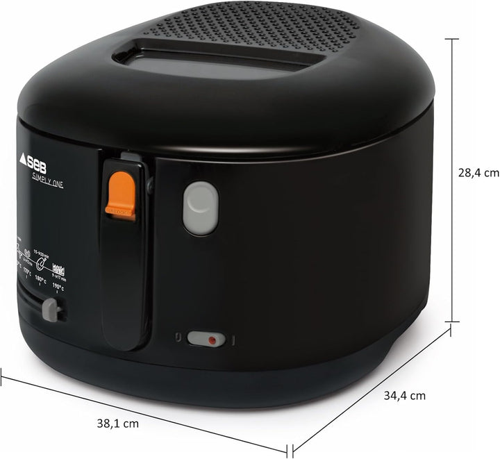 Tefal Simply One Elektrische Fritteuse, XL Fassungsvermögen Für Bis Zu 1,2 Kg Pommes, Exklusives Kühlwandsystem, Spülmaschinenfeste Teile, Sichtfenster, Einstellbares Thermostat, Schwarz, FF1608