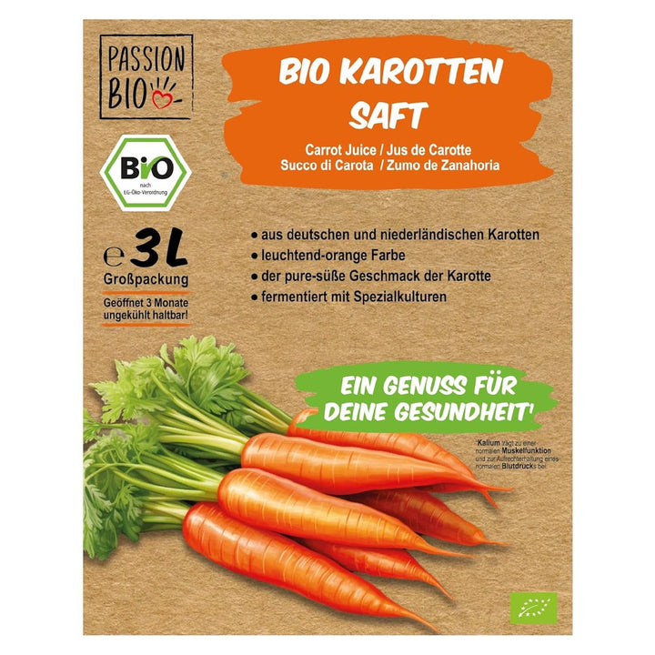 Suc organic de morcovi - Fabricat din morcovi germani și olandezi, 3 litri