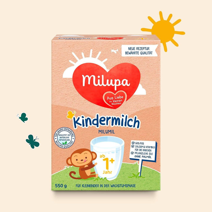 Milupa Milumil Kindermilch 1 plus – Ab 1 Jahr – Für Kleinkinder in Der Wachstumsphase – Begleitet Die Natürliche Entwicklung – 5 X 550 G Pulver