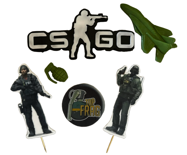 Set 6 decoratiuni comestibile din pasta de zahar,  Counter-Strike: Global Offensive (CS:GO)