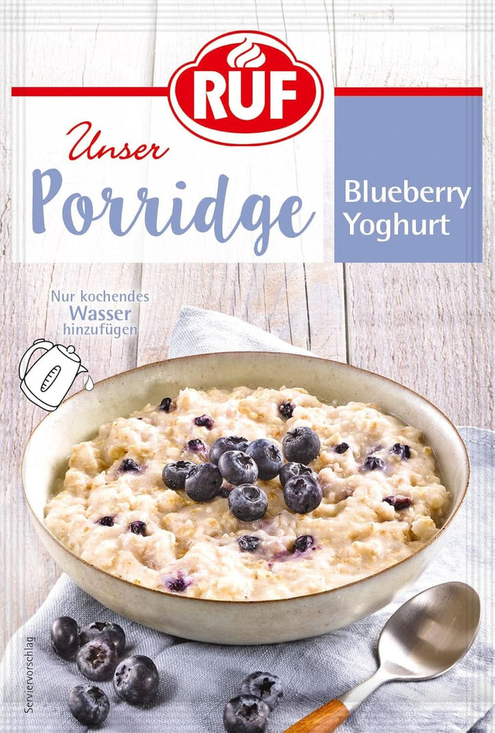 RUF Porridge Raspberry White Choc, Porridge instant cu bucăți de zmeură și ciocolată albă rasă, 65 de grame