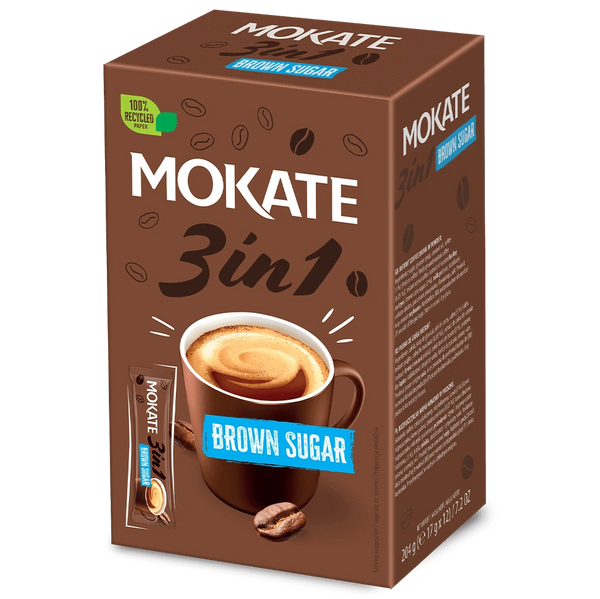 MOKATE 3in1 Coffe de azúcar morena Sobre instantáneo 24x17g