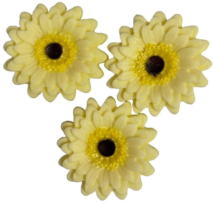 Set 3 decoratiuni comestibile din zahar, Gerbera galben deschis - Nati Shop