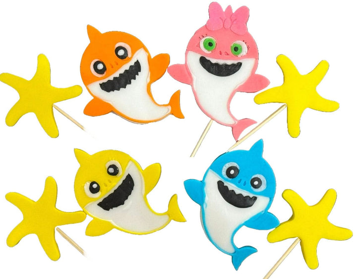 Set 8 decoratiuni comestibile din zahar, Baby Shark - Nati Shop