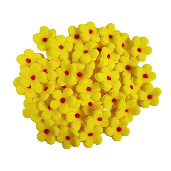 Set of 45 edible decorations from sugar paste, yellow flowers